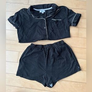 Black and white polka dot pajama set
